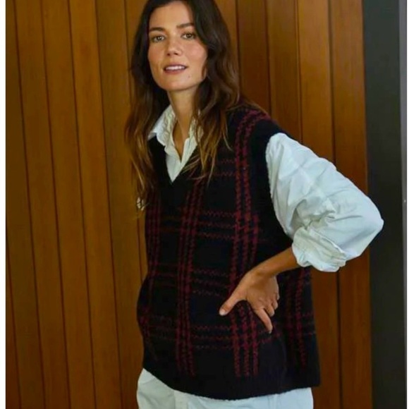 By Together Sweaters - By Together Plaid Checkered V-Neck Wool‎ Blend Pullover Sweater Vest Size Large